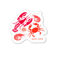 Sea Life Lobster Crab Shrimp And Clams Ocean Seafo Sticker | Artistshot