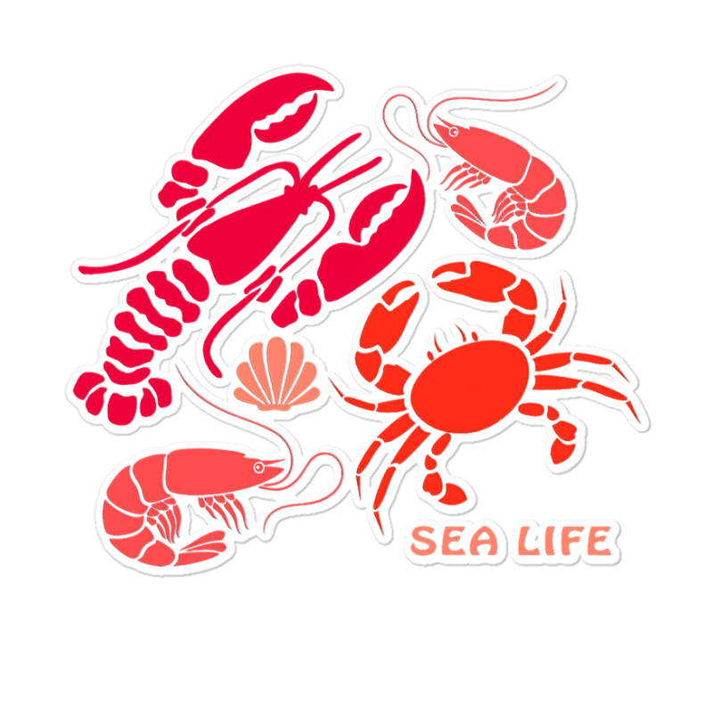 Sea Life Lobster Crab Shrimp And Clams Ocean Seafo Sticker | Artistshot