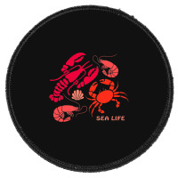 Sea Life Lobster Crab Shrimp And Clams Ocean Seafo Round Patch | Artistshot