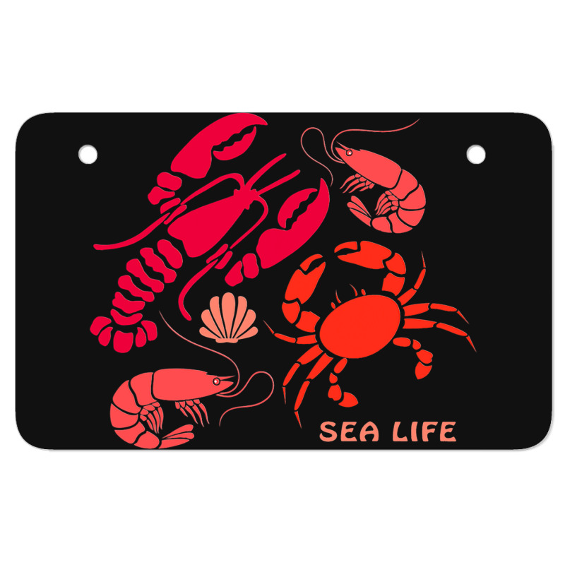 Sea Life Lobster Crab Shrimp And Clams Ocean Seafo Atv License Plate | Artistshot