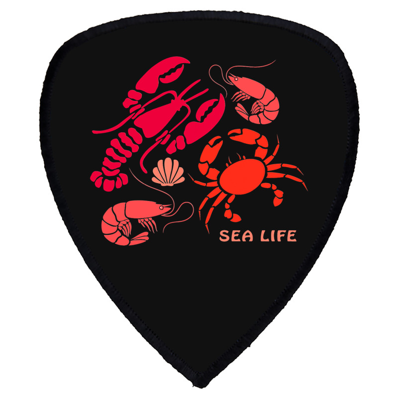 Sea Life Lobster Crab Shrimp And Clams Ocean Seafo Shield S Patch | Artistshot