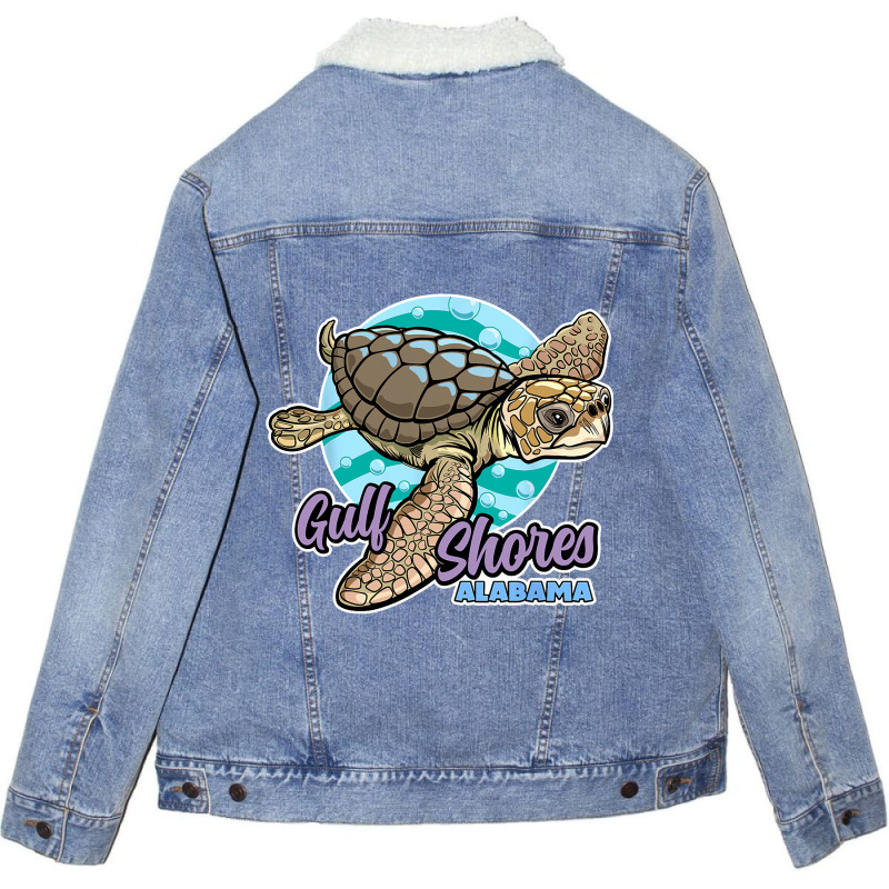 Sea Loggerhead Turtle Gulf Shores Alabama Unisex Sherpa-Lined Denim Jacket by WENDYKARL | Artistshot