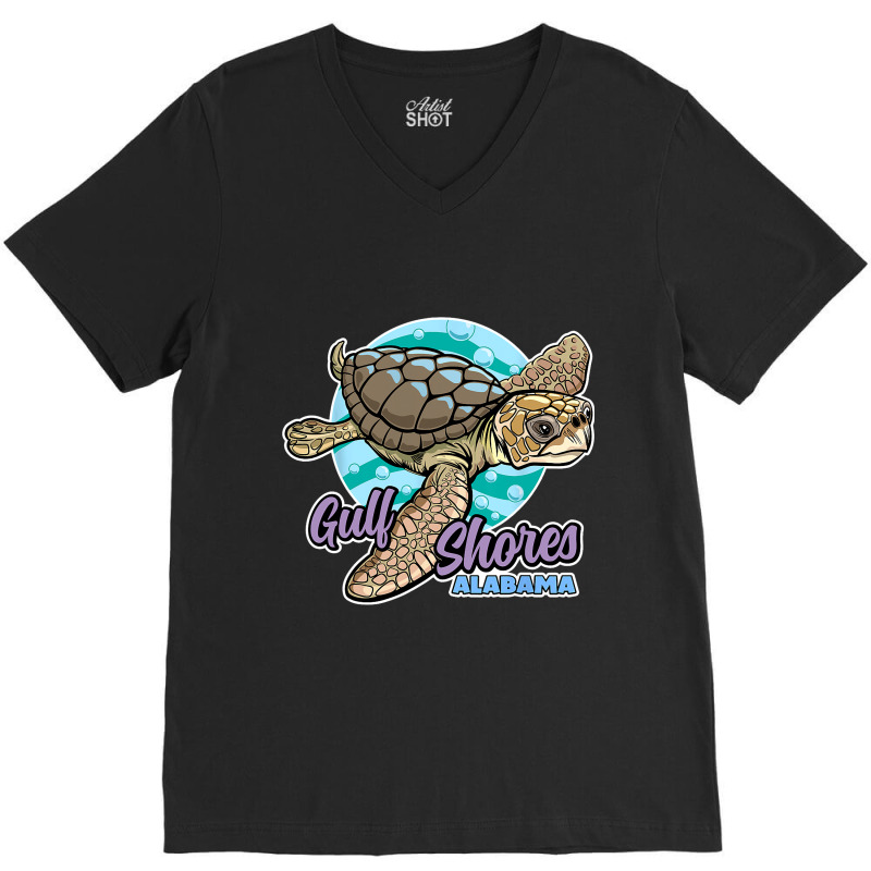 Sea Loggerhead Turtle Gulf Shores Alabama V-Neck Tee by WENDYKARL | Artistshot