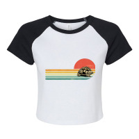 Retro Vintage Sea Turtle Tortoise Ocean Marine Ani Raglan Crop Top | Artistshot