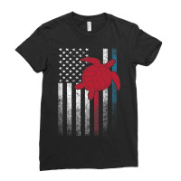 Sea Turtle 4th Of July Gift American Flag Usa 2ame Ladies Fitted T-shirt | Artistshot