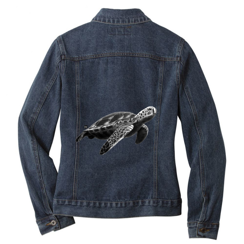 Sea Turtle 22 Ladies Denim Jacket by JOHNBLOMEYER | Artistshot