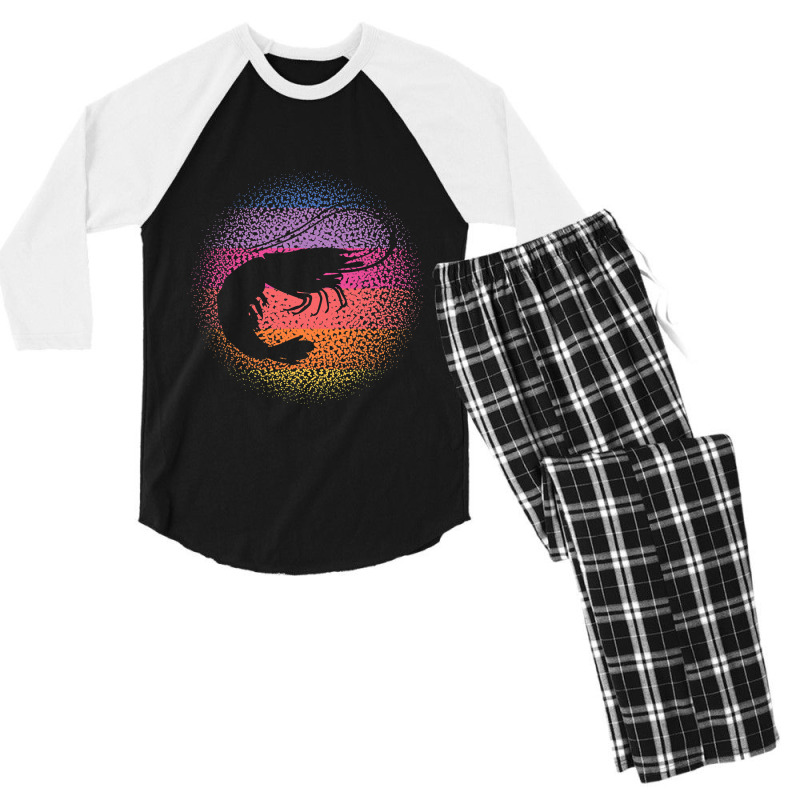 Shrimp Retro Vintage 60s 70s 80s Sea Animal Seafoo Men's 3/4 Sleeve Pajama Set | Artistshot