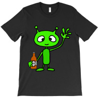 Smilemoreteesa Funny Green Martian Alien Drinking  T-shirt | Artistshot