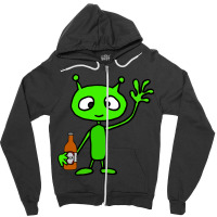 Smilemoreteesa Funny Green Martian Alien Drinking  Zipper Hoodie | Artistshot