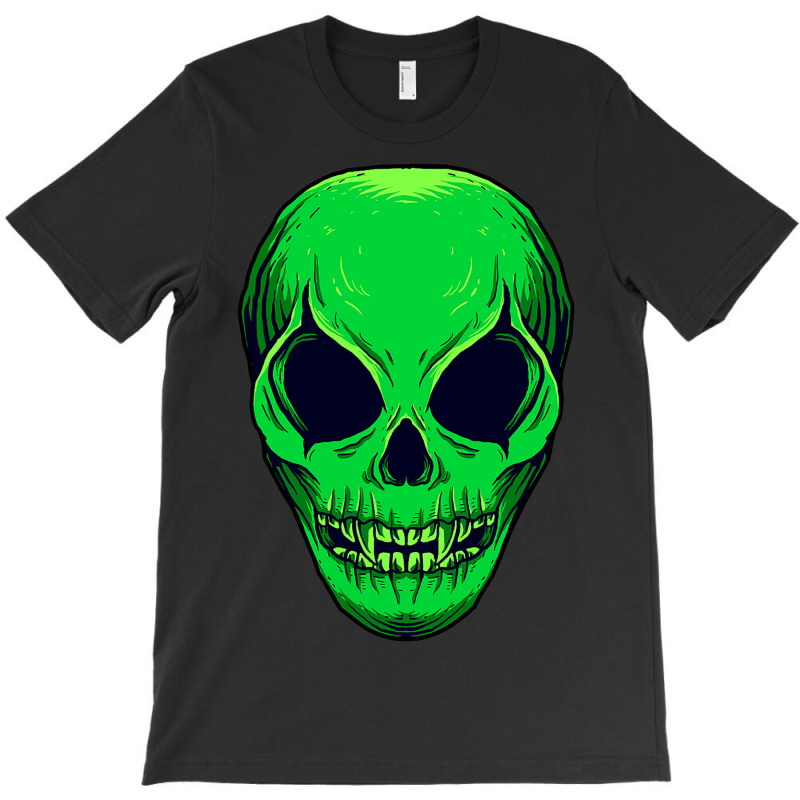 Scary Alien Ufo Trippy Green Alien Skull Halloween T-shirt | Artistshot