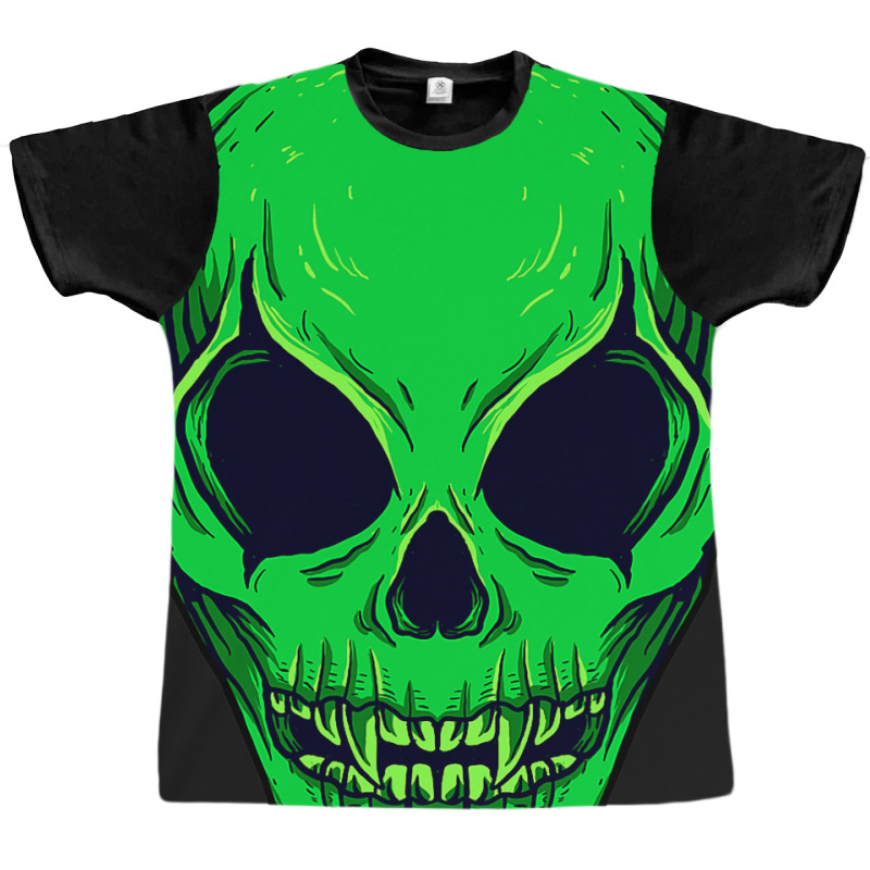 Scary Alien Ufo Trippy Green Alien Skull Halloween Graphic T-shirt | Artistshot