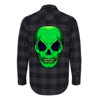 Scary Alien Ufo Trippy Green Alien Skull Halloween Flannel Shirt | Artistshot