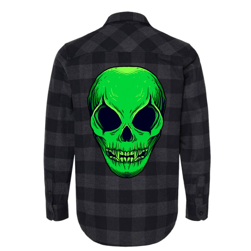 Scary Alien Ufo Trippy Green Alien Skull Halloween Flannel Shirt | Artistshot