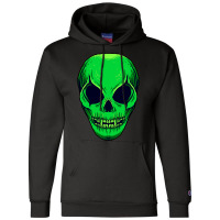 Scary Alien Ufo Trippy Green Alien Skull Halloween Champion Hoodie | Artistshot