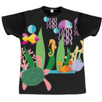 Seahorse Fish Sea Turtle Sea Crab And Jellyfish Graphic T-shirt | Artistshot