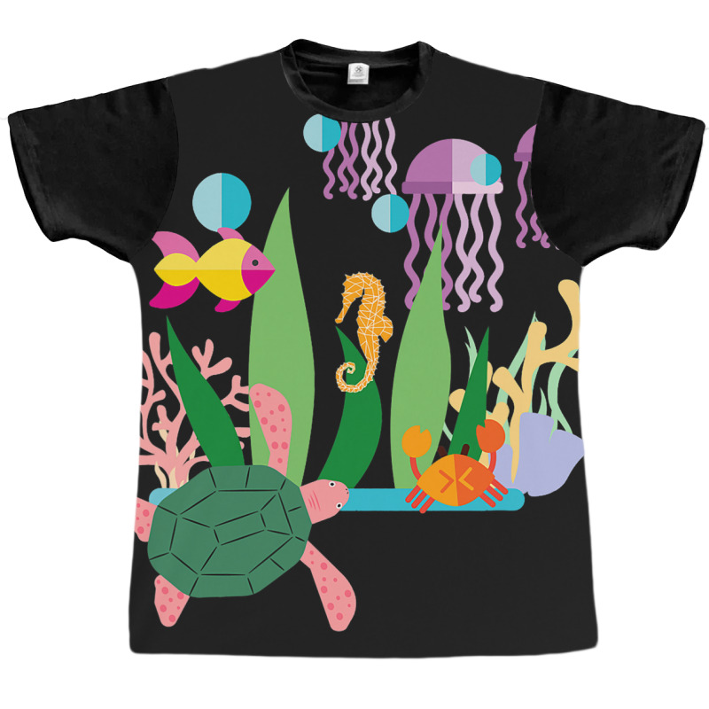 Seahorse Fish Sea Turtle Sea Crab And Jellyfish Graphic T-shirt by MahdiSabo | Artistshot