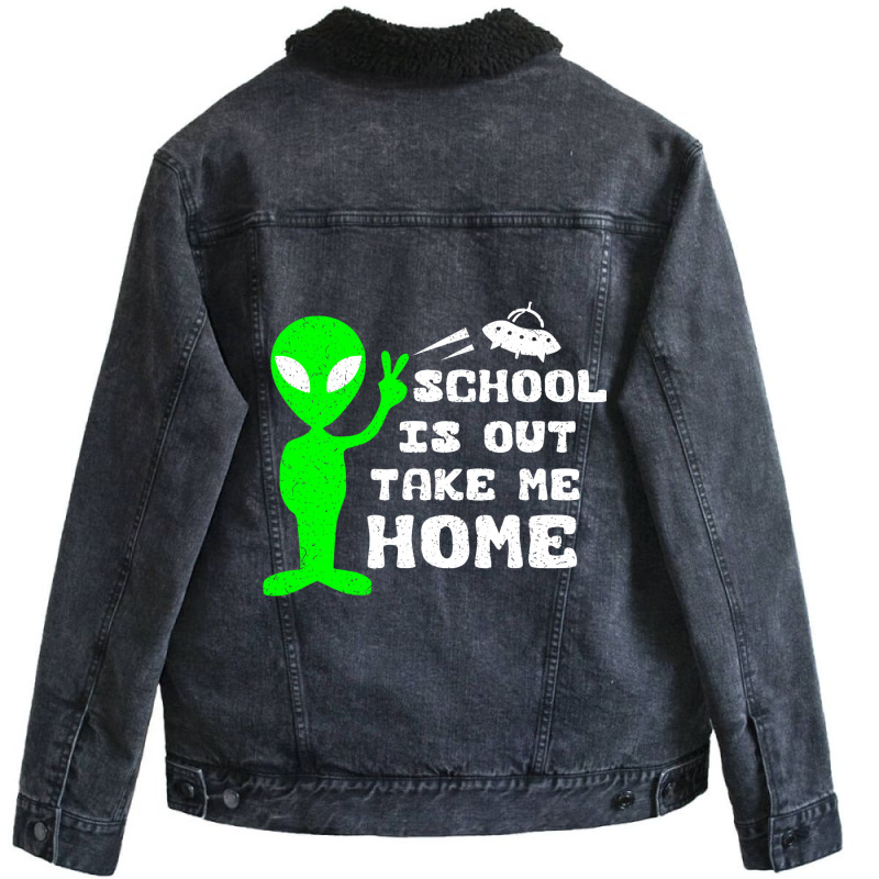 School Is Out Alien Unisex Sherpa-lined Denim Jacket | Artistshot