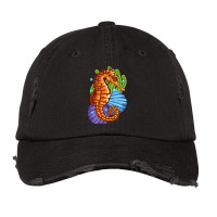 Seahorse Marine Ocean Wildlife Nature Animal Coral Vintage Cap | Artistshot