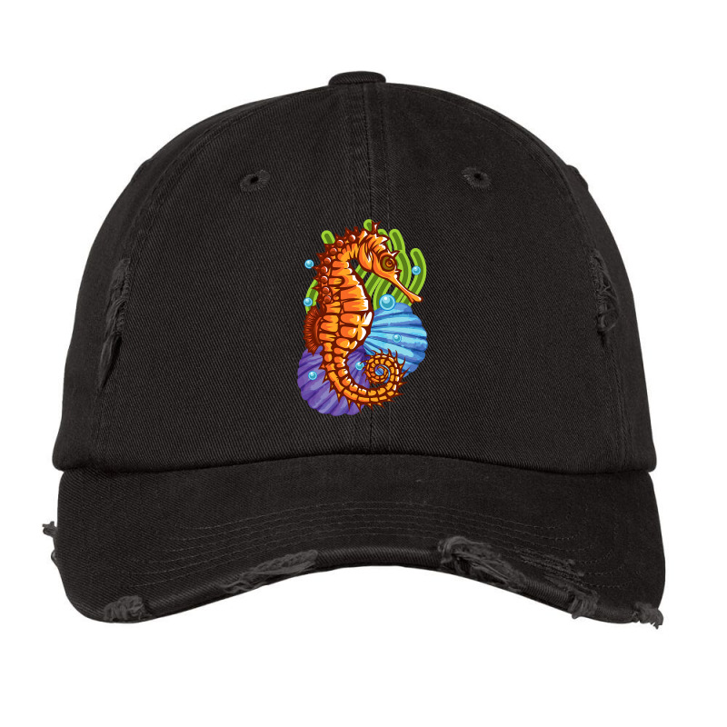 Seahorse Marine Ocean Wildlife Nature Animal Coral Vintage Cap by AltheaCorrigan | Artistshot