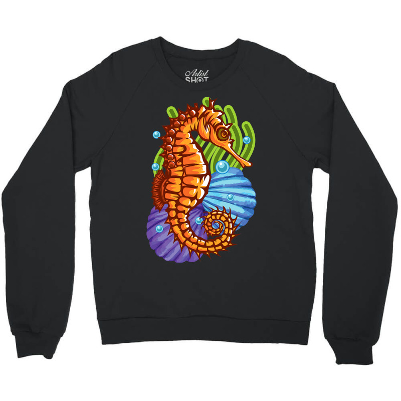 Seahorse Marine Ocean Wildlife Nature Animal Coral Crewneck Sweatshirt | Artistshot