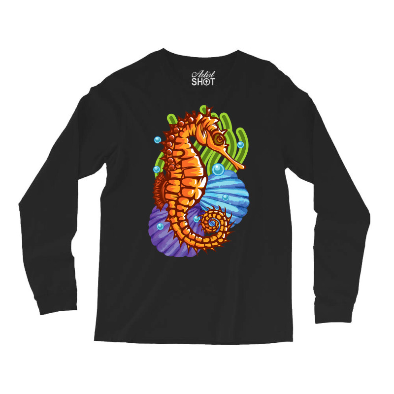 Seahorse Marine Ocean Wildlife Nature Animal Coral Long Sleeve Shirts | Artistshot