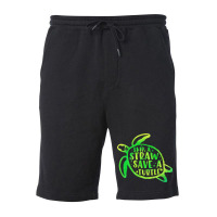 Skip A Straw Save A Turtle Tie Dye Earth Day 31 Fleece Short | Artistshot