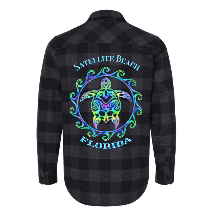 Satellite Beach Florida Vacation Colorful Turtle Flannel Shirt by JanChao | Artistshot