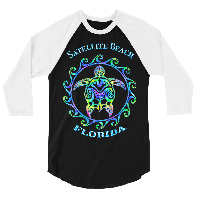 Satellite Beach Florida Vacation Colorful Turtle 3/4 Sleeve Shirt by JanChao | Artistshot