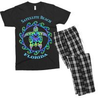 Satellite Beach Florida Vacation Colorful Turtle Men's T-shirt Pajama Set | Artistshot