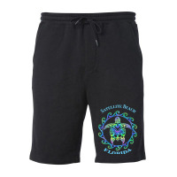 Satellite Beach Florida Vacation Colorful Turtle Fleece Short | Artistshot