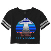 Spaceship Now Arriving Cleveland Ohio I Believe In Scorecard Crop Tee | Artistshot