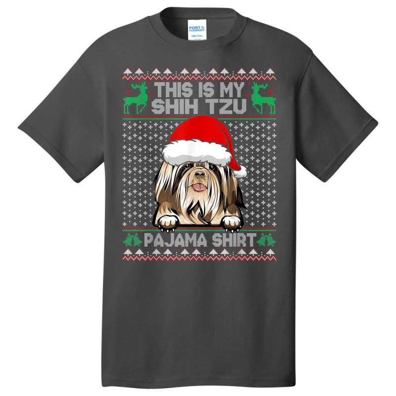 This Is My Christmas Pajama Shirt Shih Tzu Santa Basic T-shirt | Artistshot