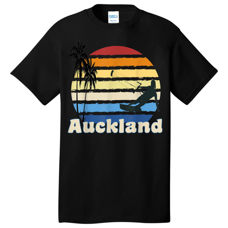 Auckland New Zealand Kitesurfing Kitesurfer Beach Basic T-shirt by Dapper | Artistshot