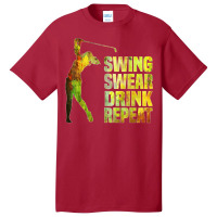 Vintage Golf Swing Swear Drink Repeat Love Golfing Golfer T Shirt Basic T-shirt | Artistshot