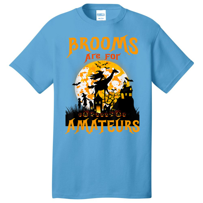 Funny Brooms Are For Amateurs Witch Riding Giraffe Halloween T Shirt Basic T-shirt by cm-arts | Artistshot