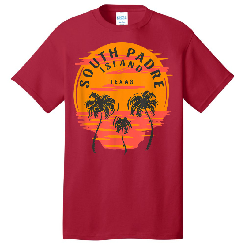 South Padre Island Texas Palm Trees Sunset Skull Beach T Shirt Basic T-shirt by cm-arts | Artistshot