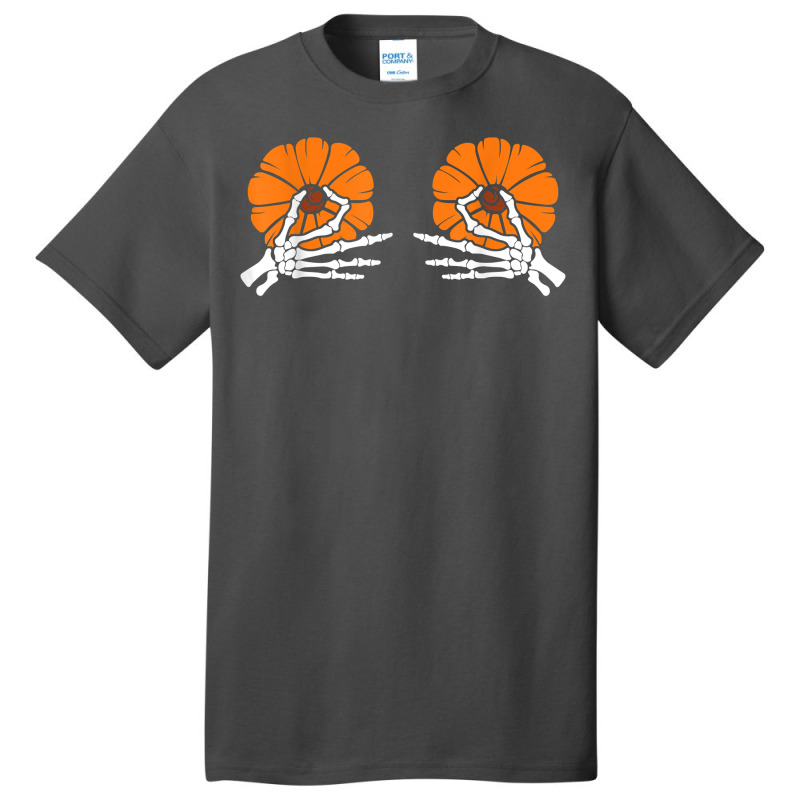 Tweaking Nipples Pumpkin Skeleton Hands Halloween Costume T Shirt Basic T-shirt by cm-arts | Artistshot