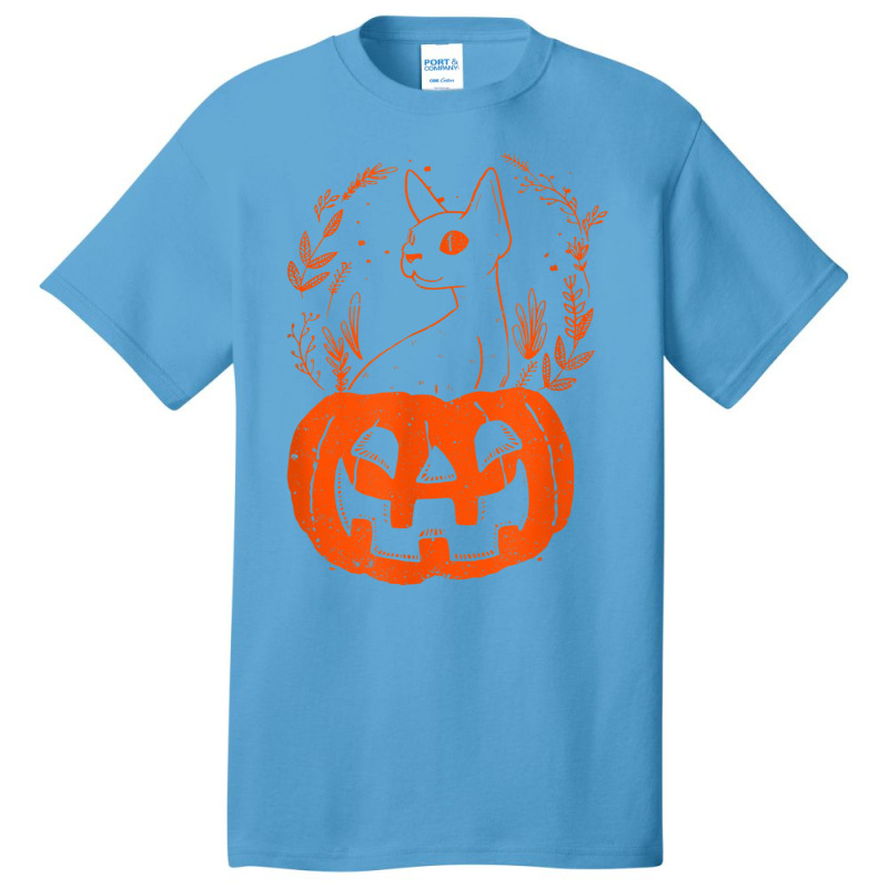 Halloween Pumpkin With Cat Halloween Party Basic T-shirt | Artistshot