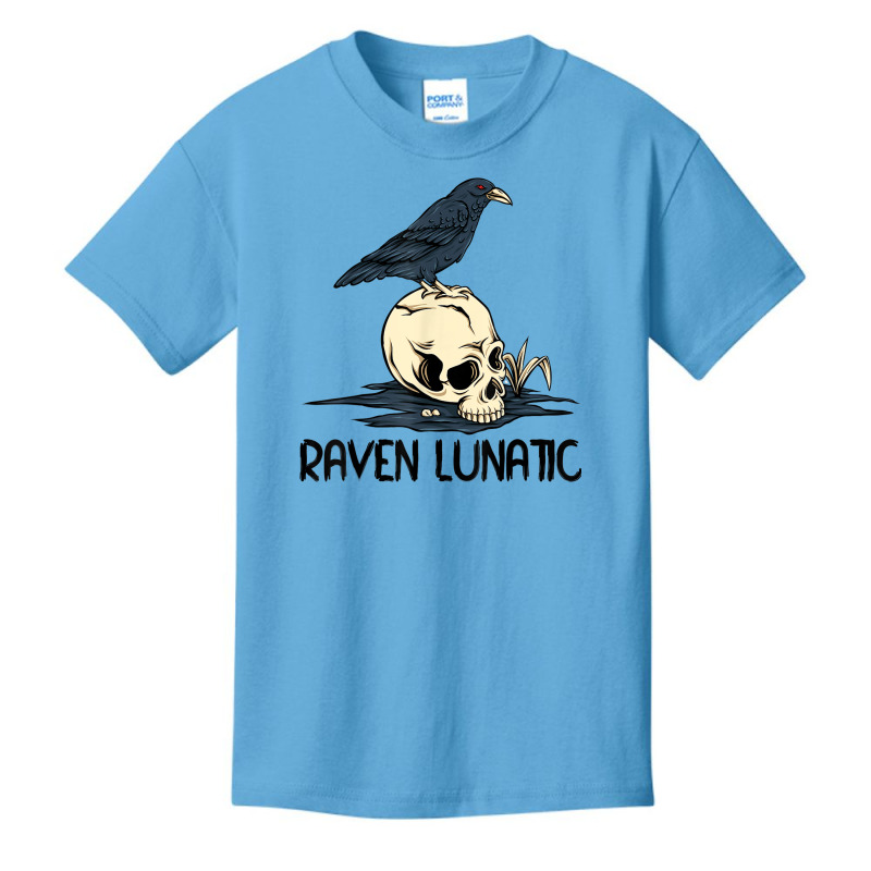 Raven Lunatic Fun Bird Skull Goth Gothic Halloween Costume Basic Youth T-shirt by Fashonus | Artistshot