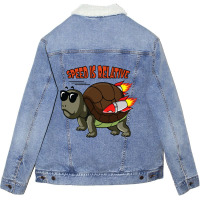 Speed Is Relative For A Fast Turtle Funny Unisex Sherpa-lined Denim Jacket | Artistshot