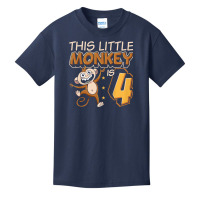 Kids This Little Monkey Is 4 Monkey Ape Animale 4th Birthday Basic Youth T-shirt | Artistshot