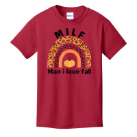 Milf Man I Love Fall Leopard Pumpkin Autumn Seasons Lover Basic Youth T-shirt | Artistshot