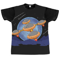 Sci Fi Unidentified Flying Object Ufo Outer Space  Graphic T-shirt | Artistshot