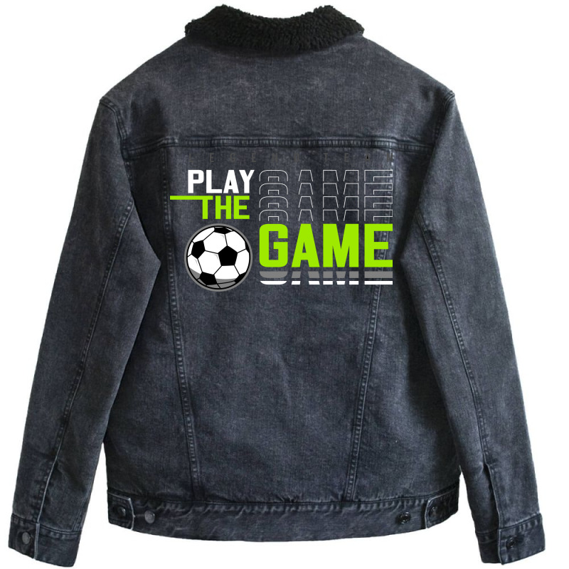 Vector Play The Game Football Sport, Typography Gr Unisex Sherpa-lined Denim Jacket | Artistshot