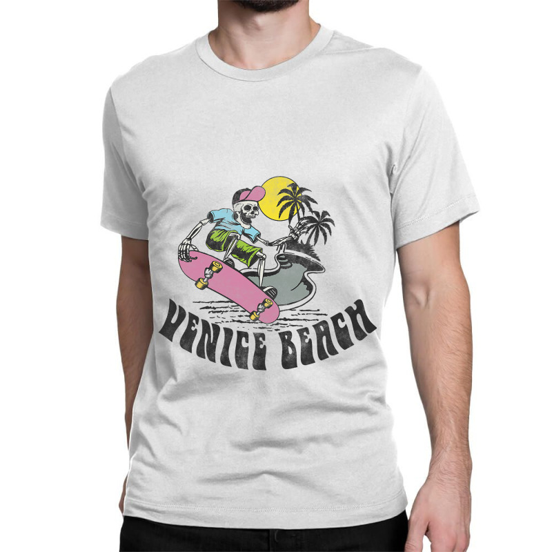 Retro Venice Beach Skateboarding Skeleton Classic T-shirt by TamariGinter | Artistshot