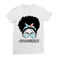 Social Worker Black Afro Messy Bun African America Ladies Fitted T-shirt | Artistshot