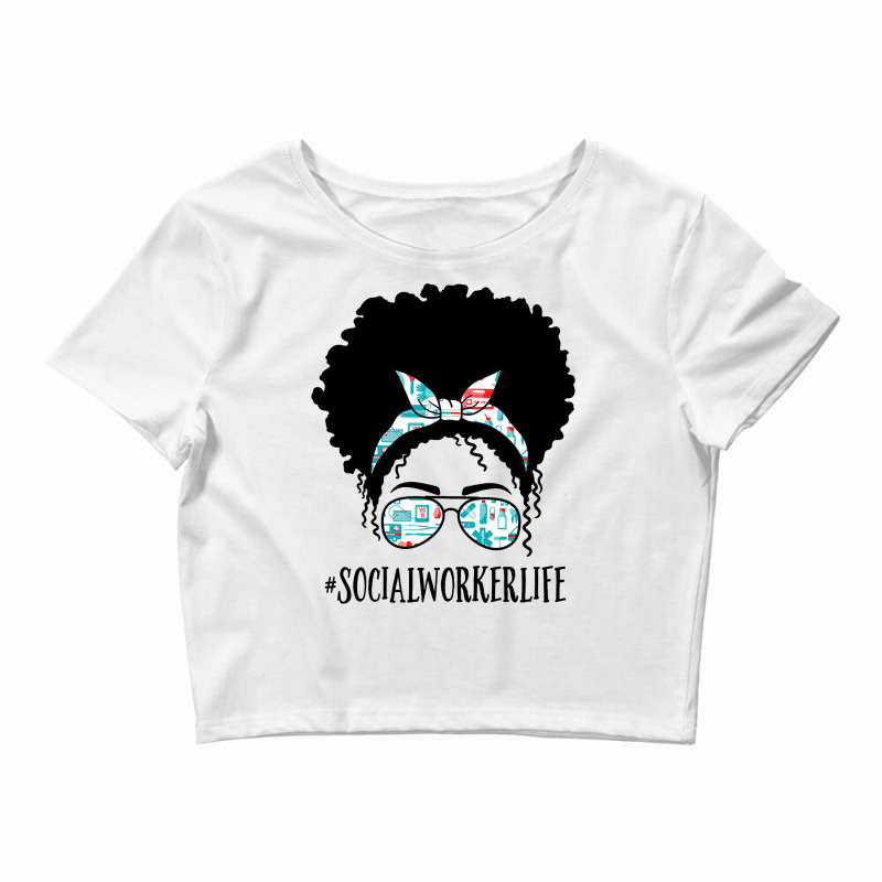 Social Worker Black Afro Messy Bun African America Crop Top by BraylanKaufman | Artistshot