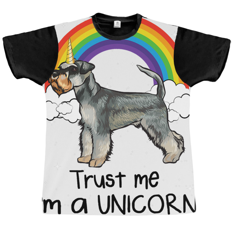 Rainbow Miniature Schnauzer Trust Me Im A Unicorn  Graphic T-shirt by AleaAlmondz | Artistshot