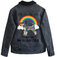 Rainbow Miniature Schnauzer Trust Me Im A Unicorn  Unisex Sherpa-lined Denim Jacket | Artistshot