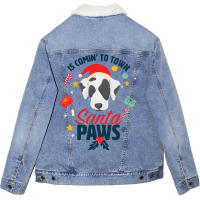 Santa Paws Cute Dalmatian Santa Claus For Christma Unisex Sherpa-lined Denim Jacket | Artistshot